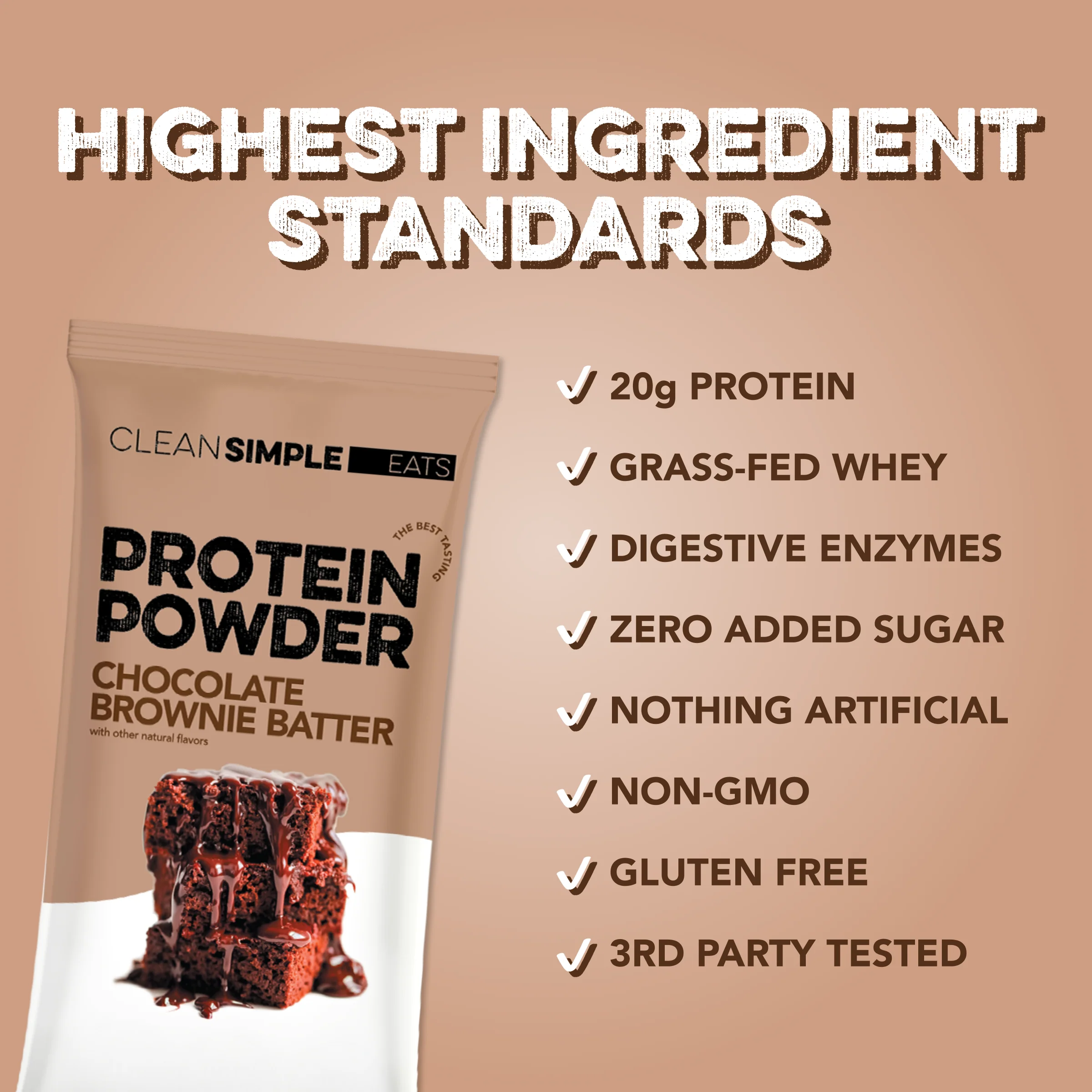 Protein Powder: Chocolate Brownie Batter (Single Serving Stick Pack Sample) - Image 3