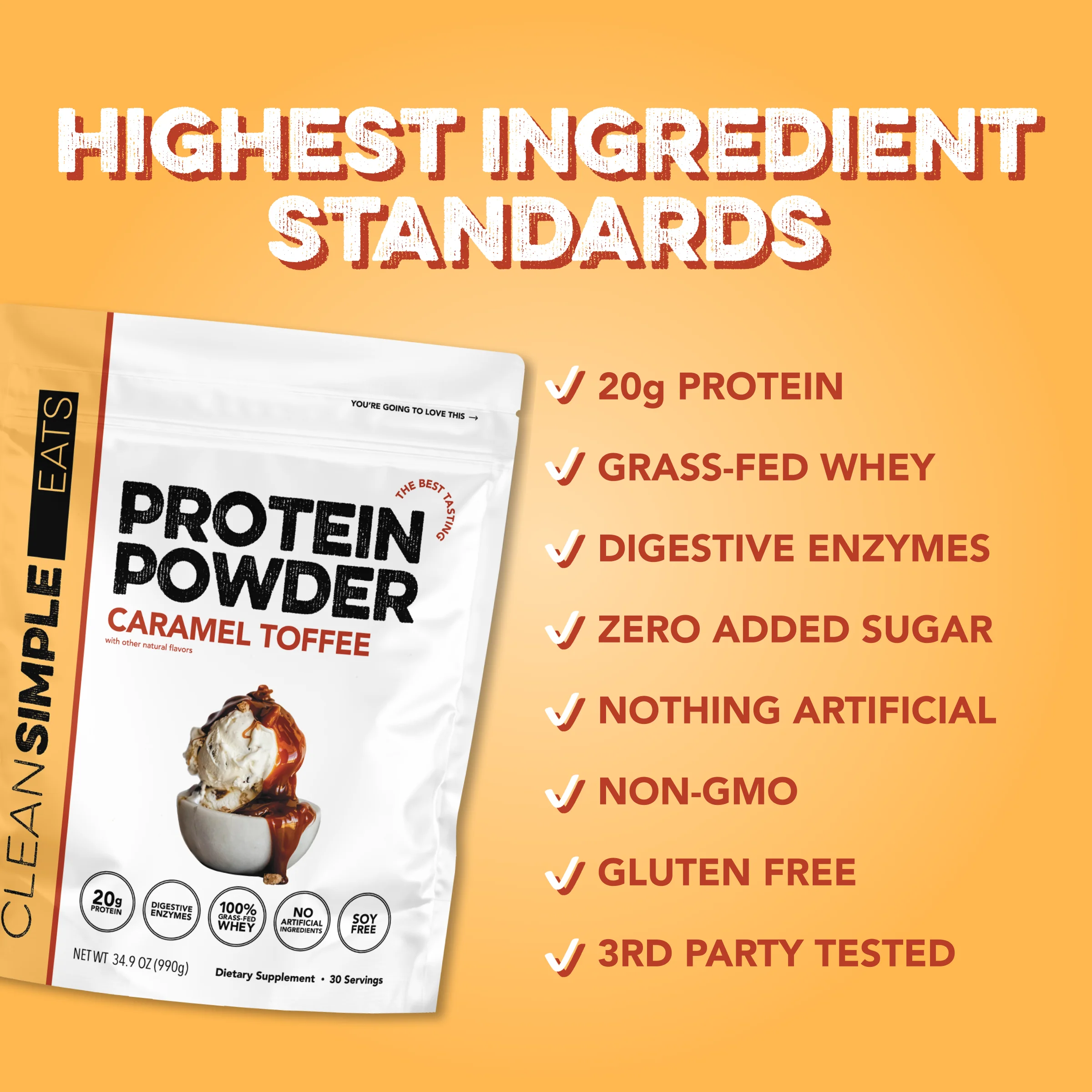 Protein Powder: Caramel Toffee (30 Serving Bag) - Image 3