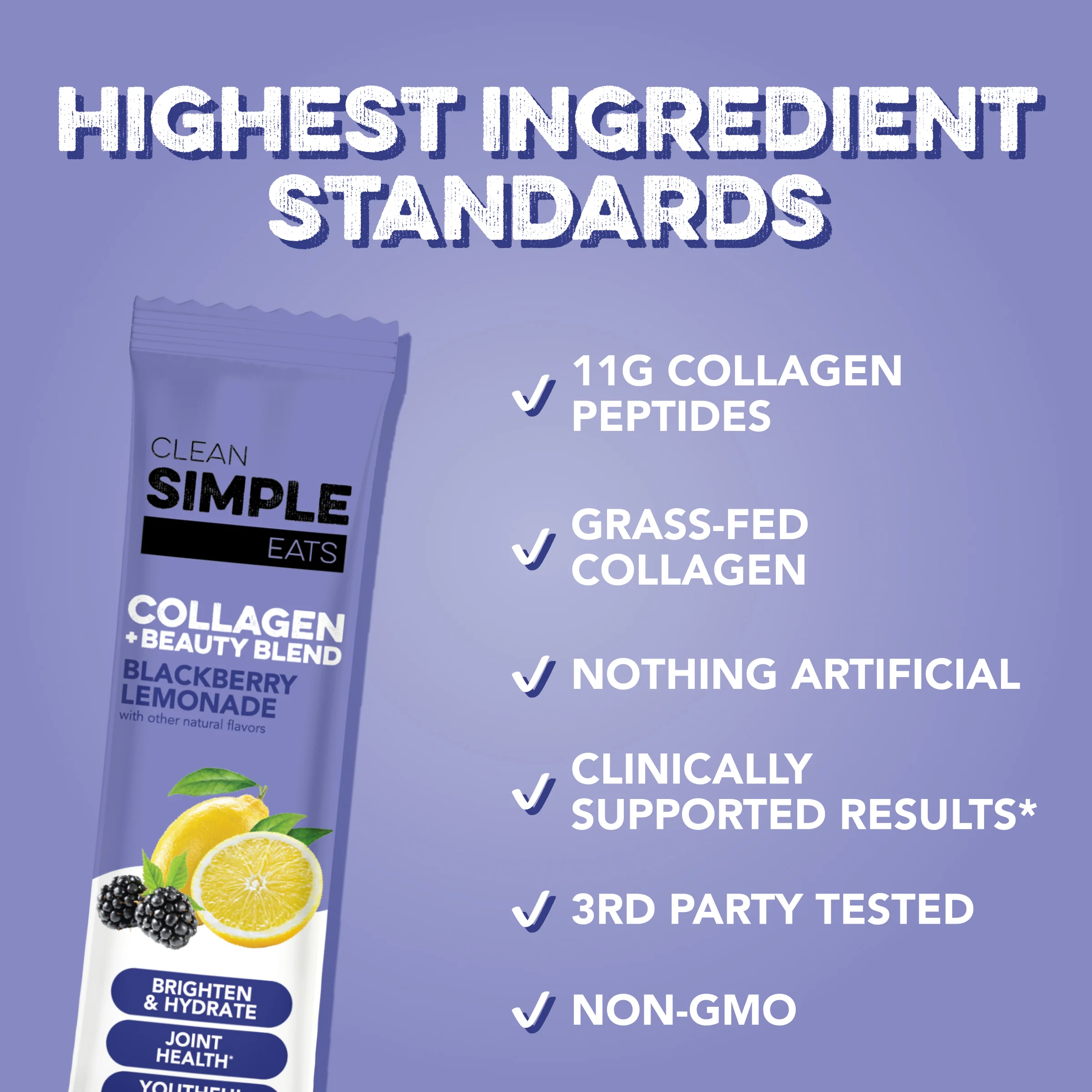 Collagen + Beauty Blend: Blackberry Lemonade (10 Single Serving Stick Pack) - Image 3