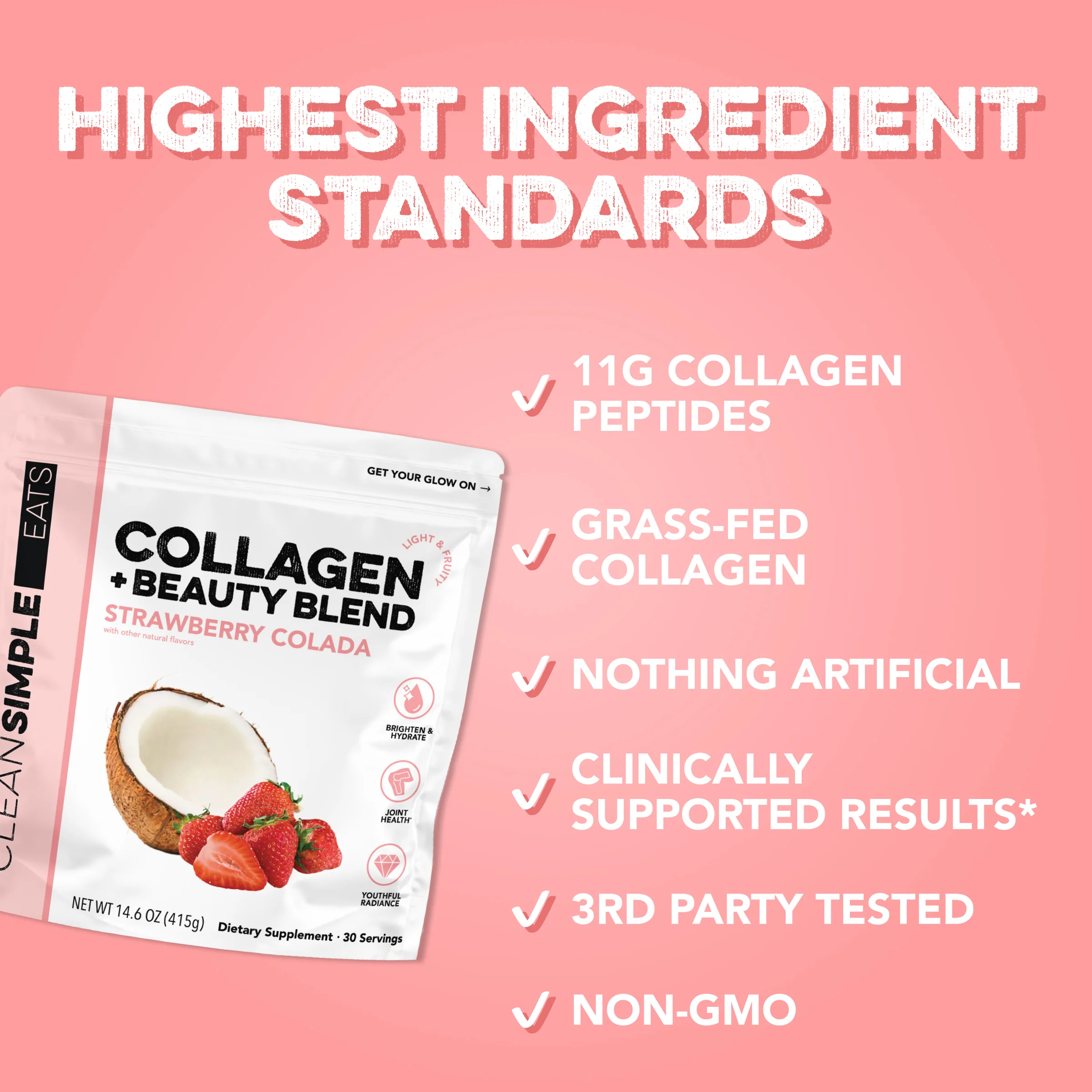 Collagen + Beauty Blend: Strawberry Colada (30 Serving) - Image 3