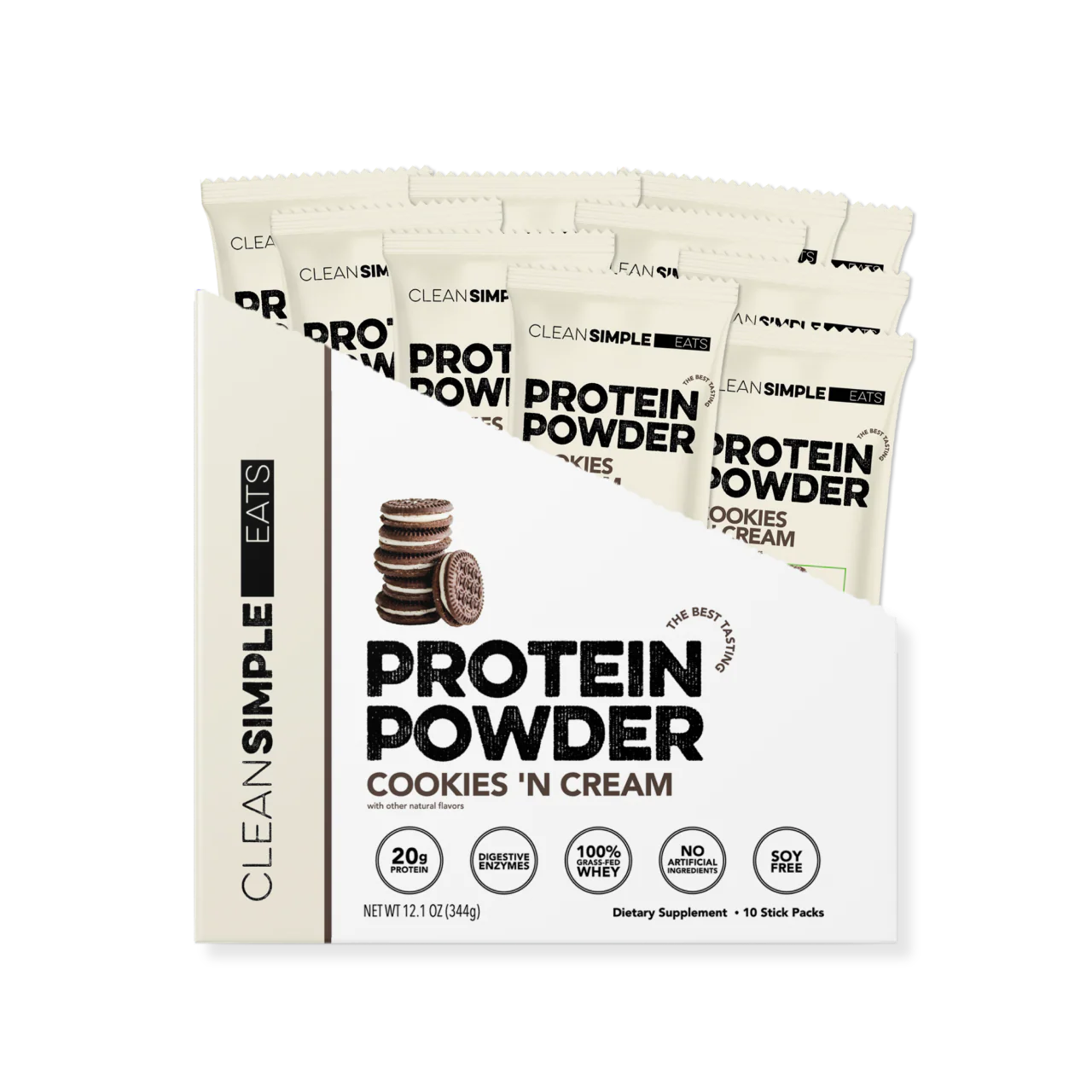 Protein Powder: Cookies 'N Cream (10 Single Serving Stick Packs)
