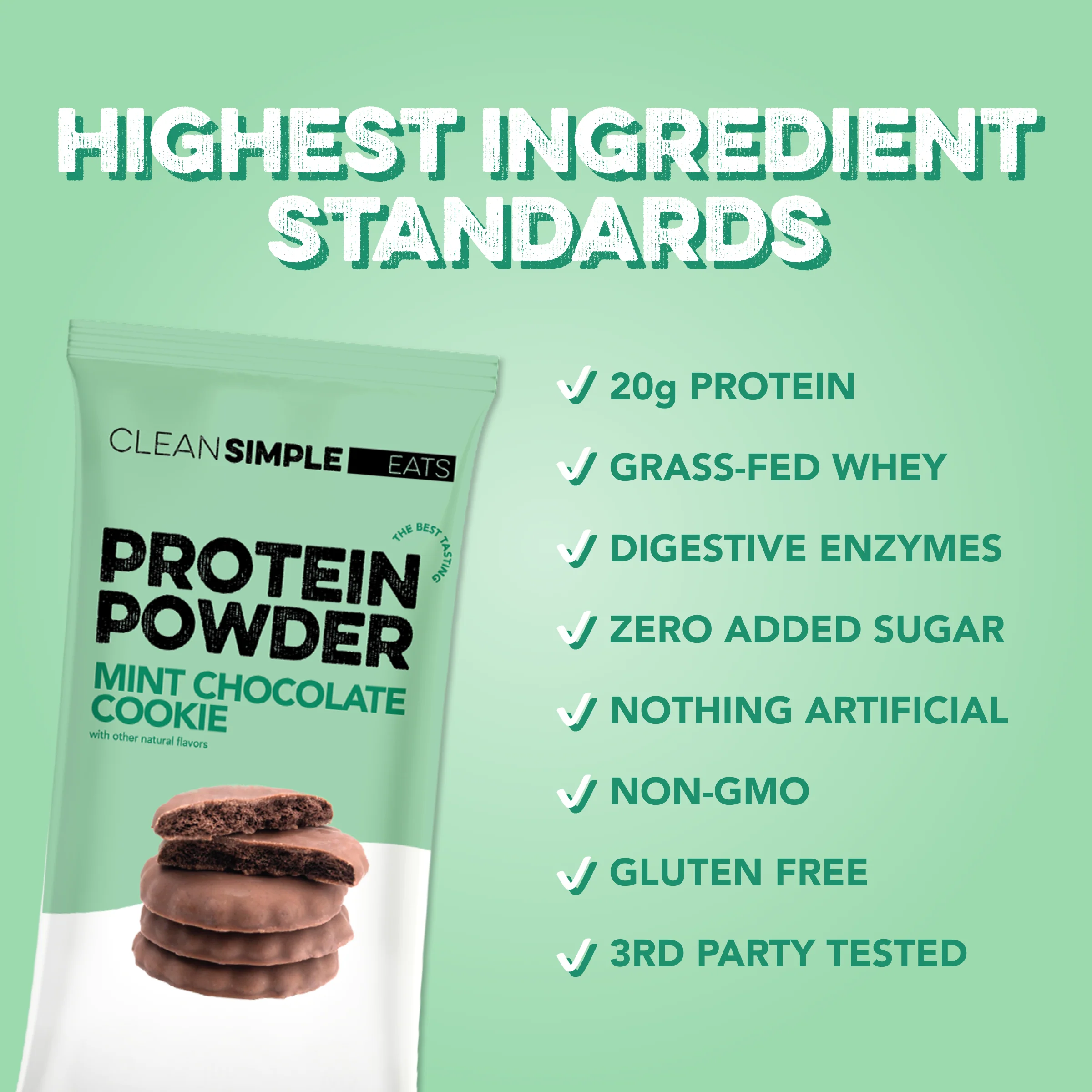 Protein Powder: Mint Chocolate Cookie (Single Serving Stick Pack Sample) - Image 3