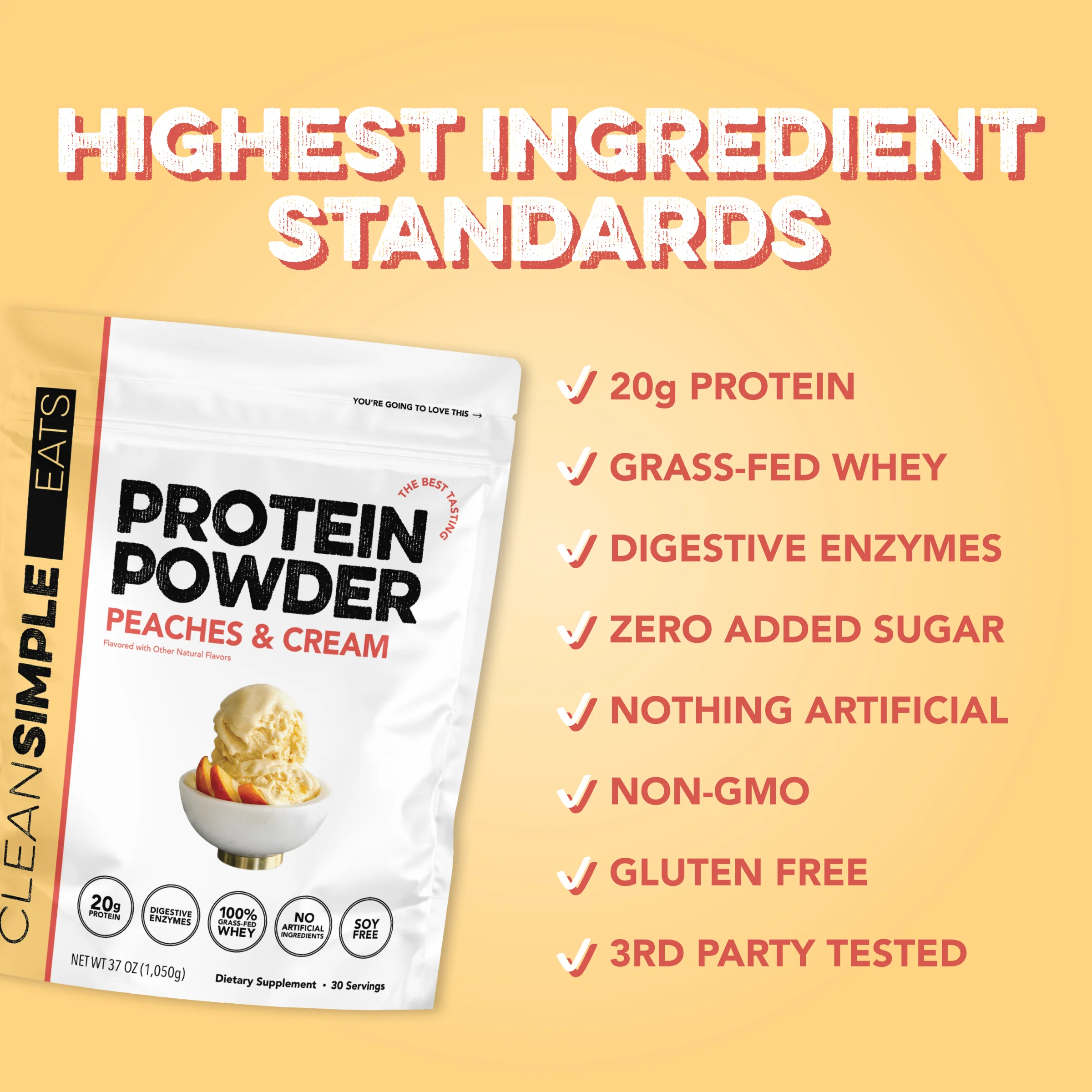 Protein Powder: Peaches & Cream (30 Serving Bag) - Image 3