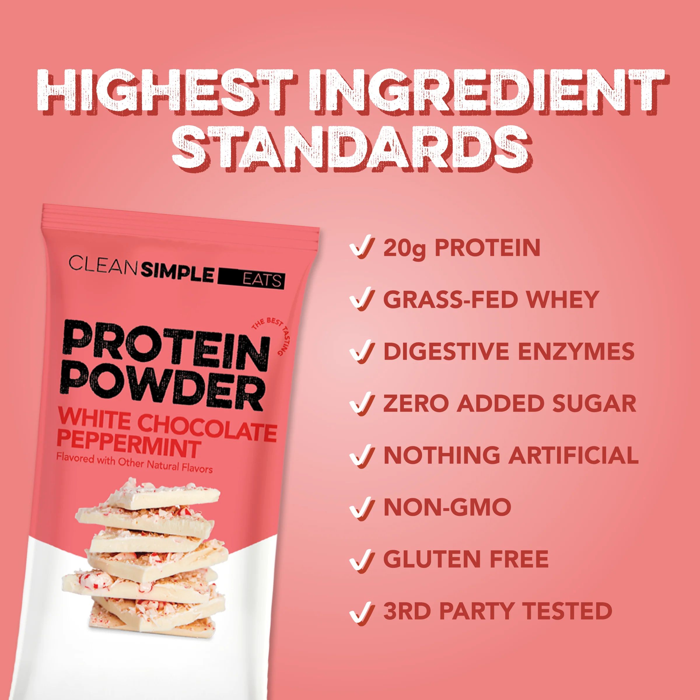 Protein Powder: White Chocolate Peppermint (10 Single Serving Stick Packs) - Image 3